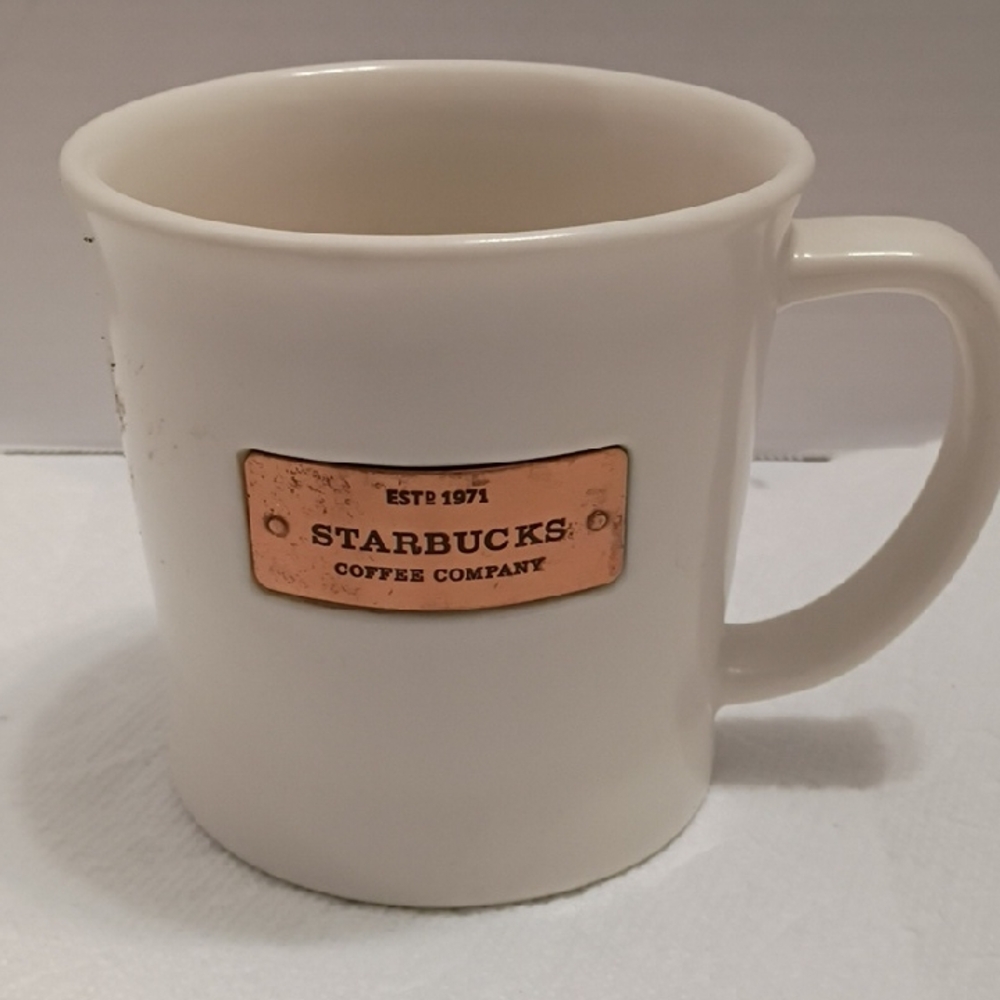 Starbucks Cream Mug with Gold Accent